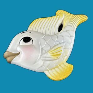 Chalkware Fish Wall Art Plaque Mid-Cent Modern Circa 1984 10"L x 7"W x 1"H